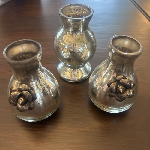 Set mercury glass vases - of,
