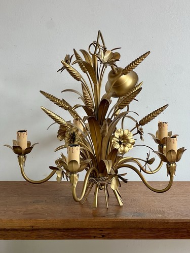 Vintage gilt tole floral - gilt,