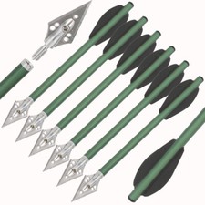 24X 6.3" Aluminium Arrows Bolts Blade Broadheads Vanes Archery Bow Arrow Hunting