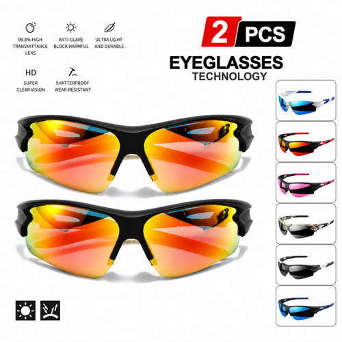 2pcs cycling sports sunglasses - 2pcs,