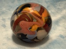 Galaxy Orb 3.5” Swirls Dichroic Rainbow Multi Color Art Glass World Paperweight