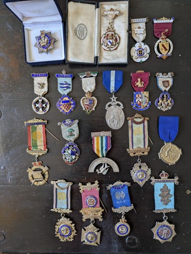 Silver masonic medals set - silver,