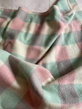 Shabby Chic Made In Scotland Wool Checked Vintage Blanket Laidlaws Pink Green