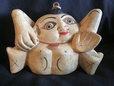 Vintage Wooden Japanese Sumo Wrestler Wind Chime.