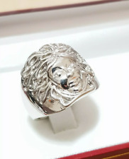 Men's Pinky Ring 3D Greek Mythology Gorgon Silver Tone Gothic Vintage Unisex UK