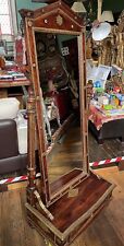 Dressing Mirror Free Standing Full Length Vintage Wooden Ornate Brass-Work 175cm