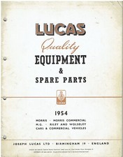 MG TF MIDGET  MAGNETTE ZA  MORRIS MINOR S2  RILEY RME 1954 LUCAS PARTS CATALOGUE