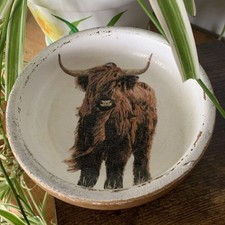 Highland Cow Wooden Bowl/plate Decoupaged Unique Gift Home Decor