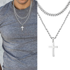 Silver Mens Women Double Chain