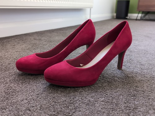 Ladies red faux suede - ladies,