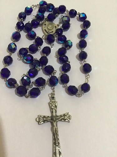 Vintage italy crystal rosary - italy,