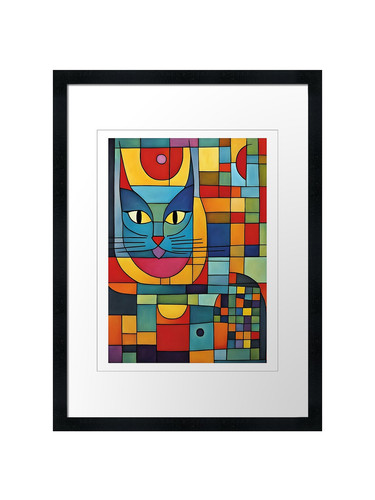 Modern cubist cat art with - modern,