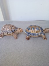 Pair of Wade tortoise figurine trinket boxes with removable shells 