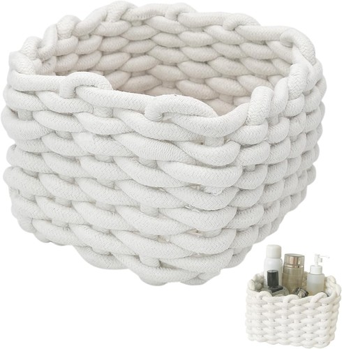 Woven storage baskets - baskets,, white