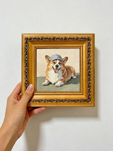 Corgi dog blue cap oil - blue,
