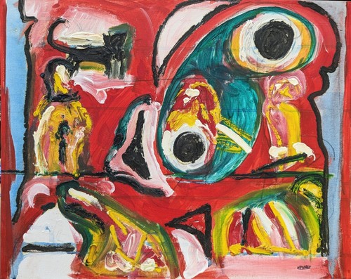 Cat parrot painting oil - &,