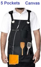 Chef Apron Cooking Restourant Catering Canvas Apron Backing Kichen Helper Pocket