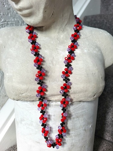 Necklace black red purple - black,