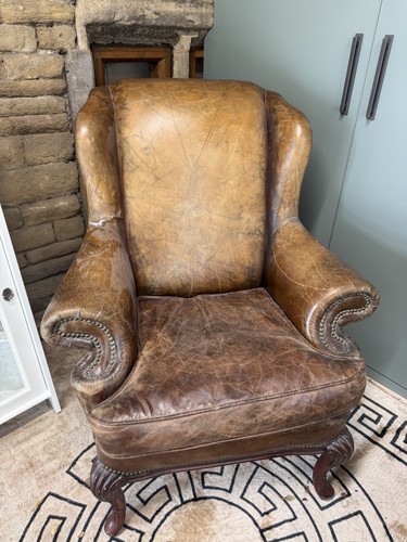 Brown leather antique style - brown,