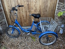 Jorvik Electric & Pedal, Folding Tricycle, c/w battery and charger in blue 