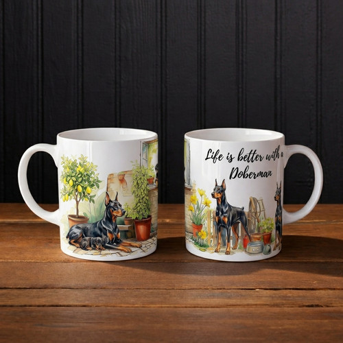 Doberman dog mug - dog, is