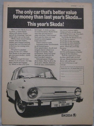 1970 skoda 110 - skoda, advert