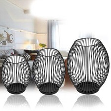 3PCS Black Metal Wire Lantern