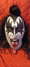 AMAZING GENE SIMMONS KISS FACE MASK. FULL HEAD & HAIR, PUB SHOP PROP FANCY DRESS