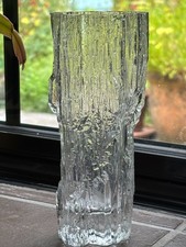 Tapio Wirkkala Iittala Ice Bark clear art glass vase, Finnish