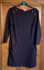 Brand New Women's boden Blue Ribbed Tunic Dress With Button Applique Size 6
