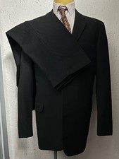 Men’s 1950s Black Two Piece Suit Vintage Swedish Stroller Wool 40 Medium