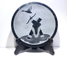 Inuit Eskimo Hunting Carving Signed by Siku on Folding Stand 6"