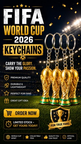 World cup trophy keychain gold - world,
