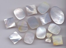 14 vintage flat pieces buttons - shaped mother-of-pearl