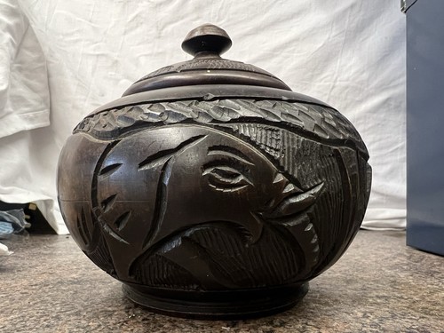 Wooden elephant rhino - elephant/rhino, bowl