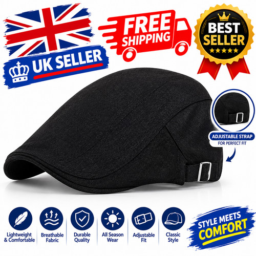 Men flat cap washed - flat, newsboy