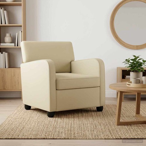 Armchair cream faux leather - armchair,