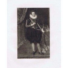 James VI of King of Scotland - Antique Print 1898