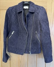 Reiss Navy Suede Biker Jacket Size 12