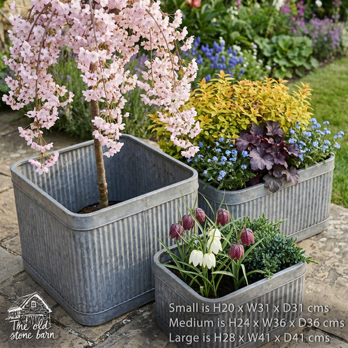 Galvanised metal zinc tub - metal,