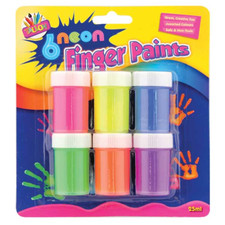 6 Pots Of Neon Finger Paints -