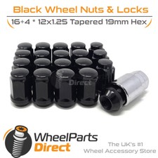 Wheel Nuts & Locks Black for Nissan Presage [Mk1] 98-03 on Aftermarket Wheels