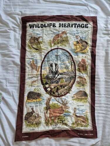 Vintage tea towel - tea, wildlife