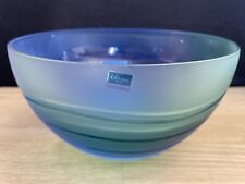 Caithness, Scotland, Handcrafted Frosted Blue/Green Art Glass Bowl (As Found)