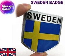 1x Sweden Flag Badge Shield Shape - Swedish Car Emblem Body Wing Boot Fits 93 95
