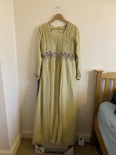 Beige Light Yellow Fancy Abaya Maxi Length 56”