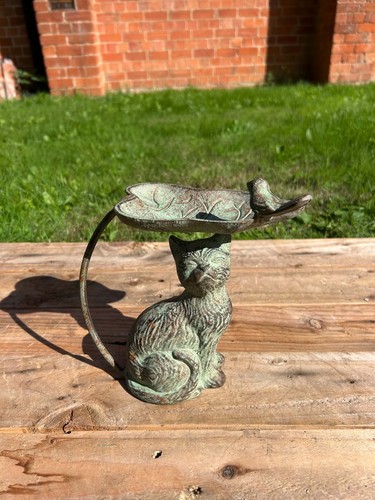 Rustic cast iron cat dish - cast,