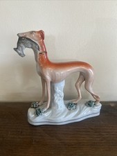 Antique Staffordshire Lurcher Dog Hunting