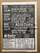 READING FESTIVAL 1987(A) STATUS QUO/MISSION/ALICE COOPER/STRANGLERS POSTER SIZED