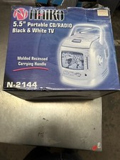 5.5” Portable Tv With CD Player/ Radio, Black And White Tv